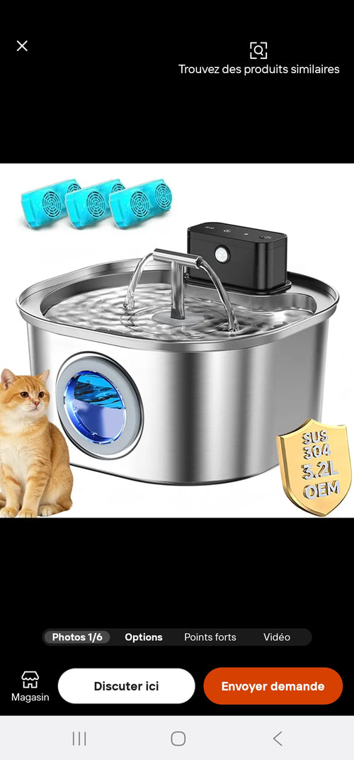 Fontaine a eau pour chat et chien
